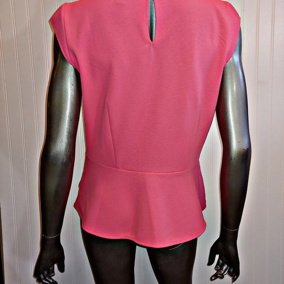 Ann Taylor Peplum Crew Neck Sleeveless Coral - M - Picture 2 of 5